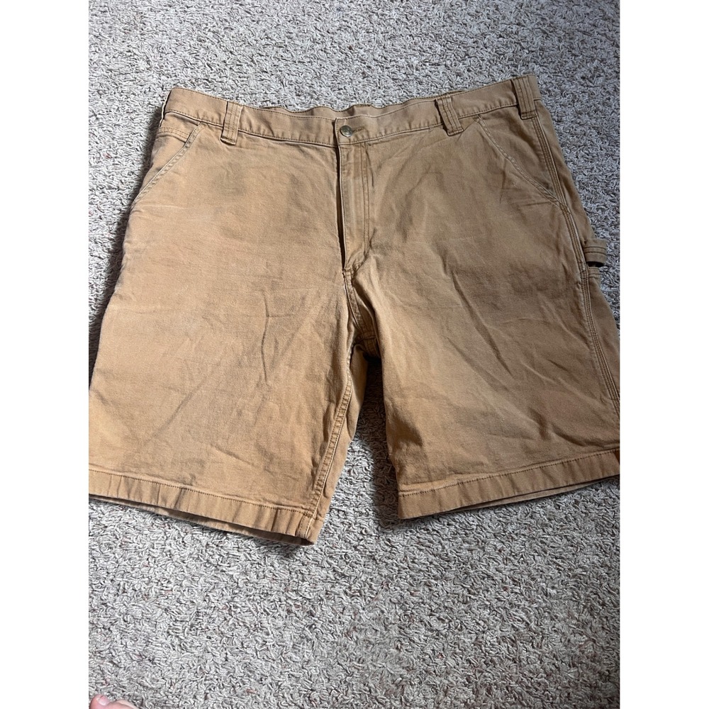 Carhartt Mens Relaxed Fit Carpenter Shorts Tan Canvas Utility Workwear Size 42